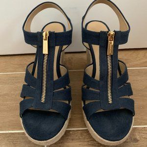 MICHAEL Michael Kors Berkeley Wedge in Navy Canvas